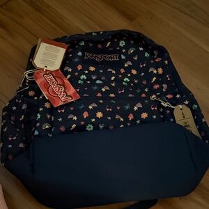 Jansport Navy Backpack with Colorful Icons